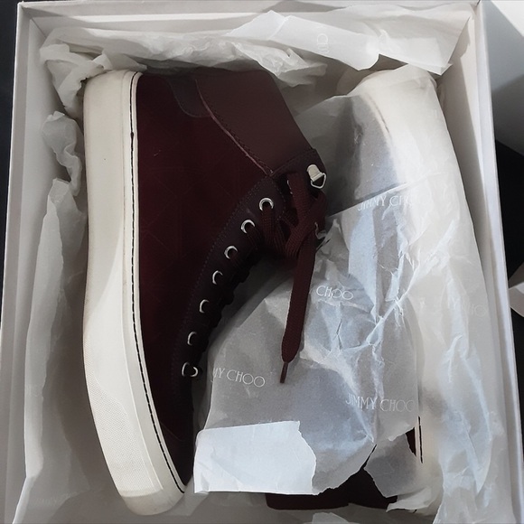 Mens Jimmy Choo Burgundy Tennis Shoes - Picture 6 of 8
